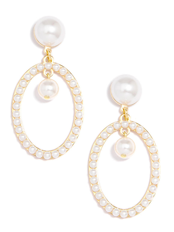 Double Pearl Embellished Drop Earrings Jewelry