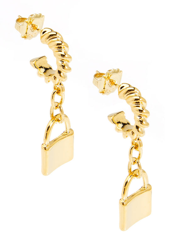 Lock Pendant Huggie Earring Jewelry