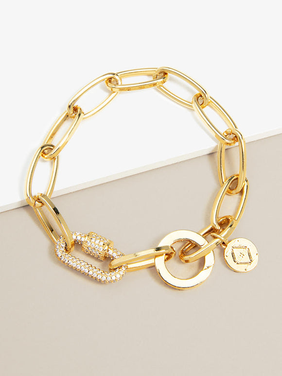 Gold And Crystal Embellished Chain Bracelet