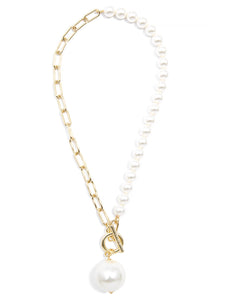 Half Pearl and Half Chain Collar