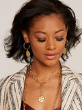 Gold Paper Clip & Coin Medallion Necklace Jewelry
