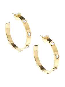 Large Studded Metal Hoop Earring | Trendy Costume Earrings